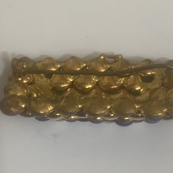 Signed Czechoslovakian Glass Cobochon Brooch - Picture 4 of 7